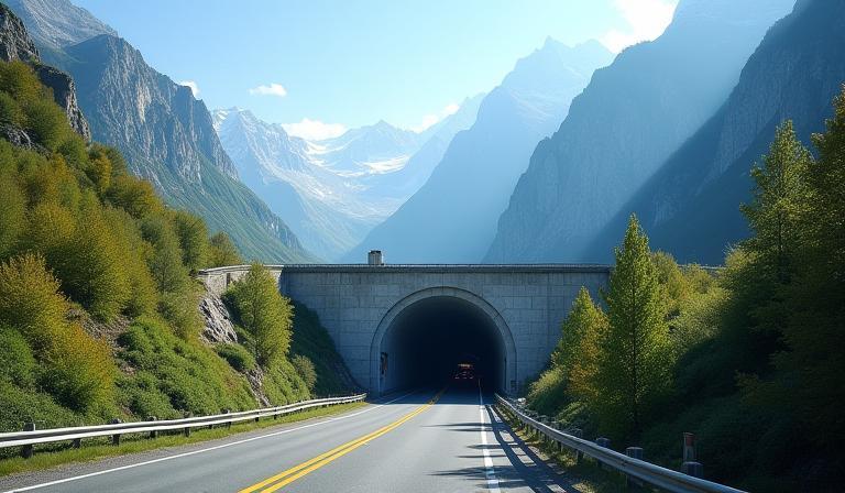 Entrance to the Gotthard Tunnel in Switzerland.