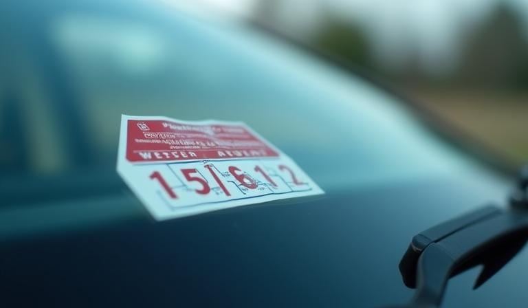 Close-up of a Swiss vignette sticker on a car windshield.